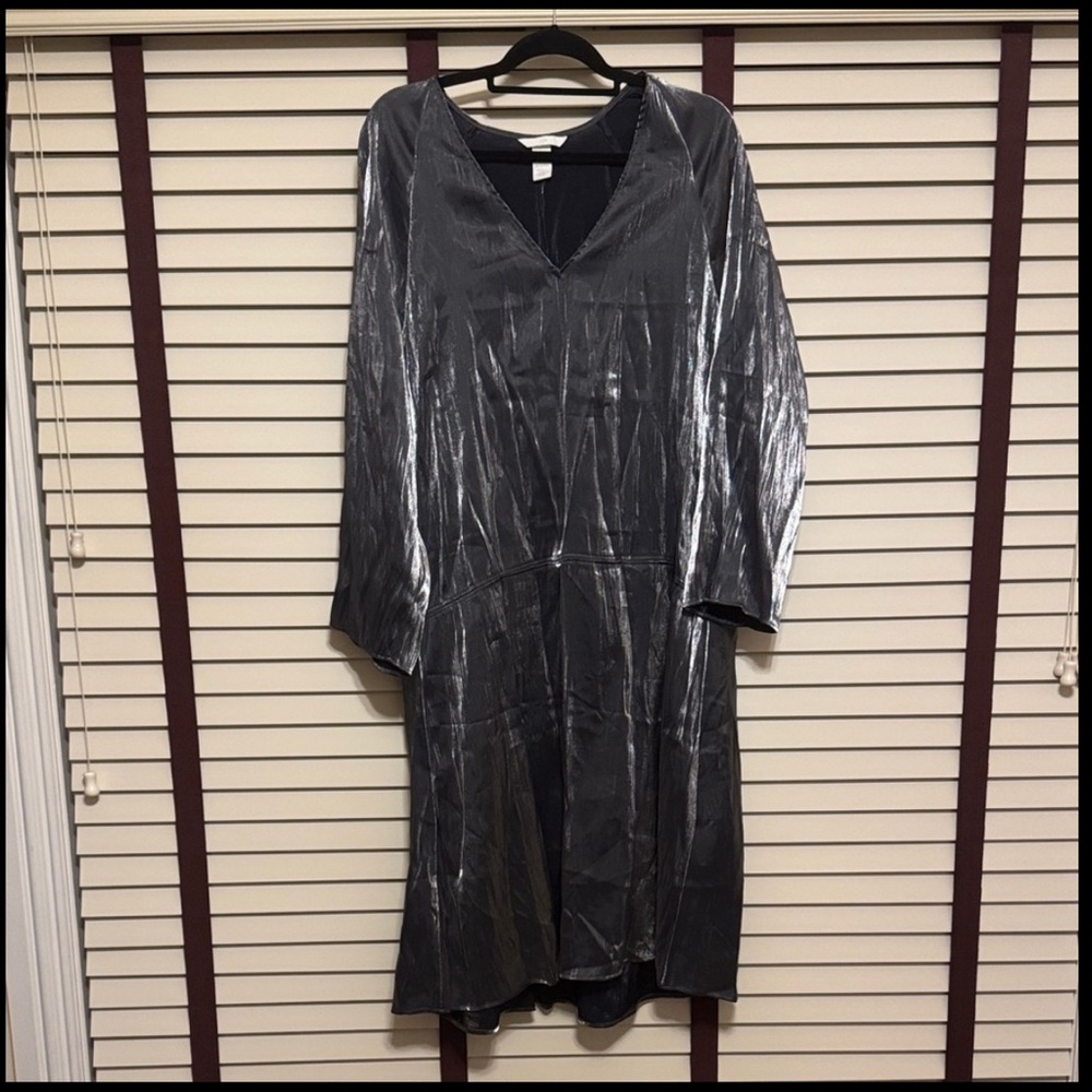 H&M Shiny Gray Long Sleeve Dress